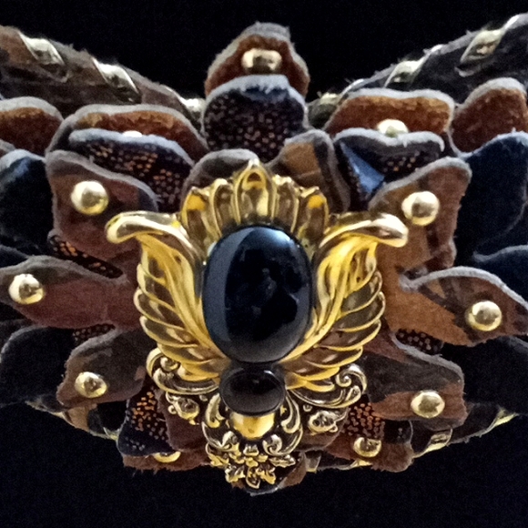 c '90s It's a Jungle Hand-Made Embellished Leather Belt VINTAGE - Picture 10 of 16